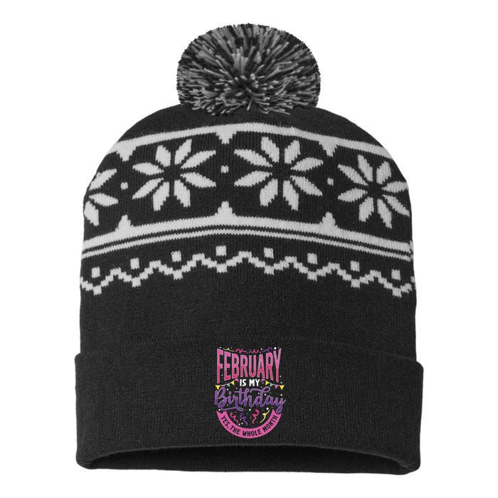 February Birthday Wo Funny February is my Birthday USA-Made Snowflake Beanie