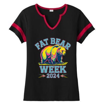 Fat Bear Week 2024 Grazer Animal Lover Alaska Katmai Nature Ladies Halftime Notch Neck Tee