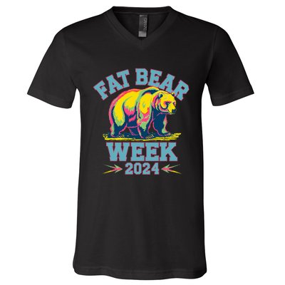 Fat Bear Week 2024 Grazer Animal Lover Alaska Katmai Nature V-Neck T-Shirt