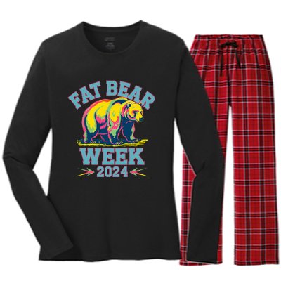 Fat Bear Week 2024 Grazer Animal Lover Alaska Katmai Nature Women's Long Sleeve Flannel Pajama Set 