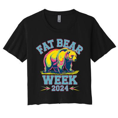 Fat Bear Week 2024 Grazer Animal Lover Alaska Katmai Nature Women's Crop Top Tee