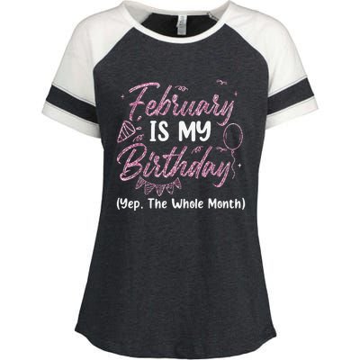 February Birthday Wo Yep The Whole Month Enza Ladies Jersey Colorblock Tee