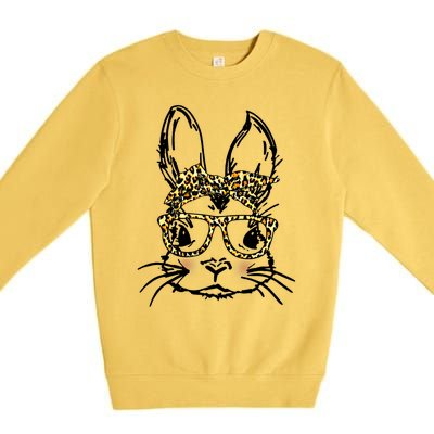 Funny Bunny Wearing Glasses Leopard Happy Easter Day Gift Premium Crewneck Sweatshirt