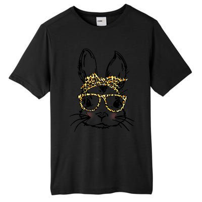 Funny Bunny Wearing Glasses Leopard Happy Easter Day Gift Tall Fusion ChromaSoft Performance T-Shirt