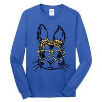 Funny Bunny Wearing Glasses Leopard Happy Easter Day Gift Tall Long Sleeve T-Shirt