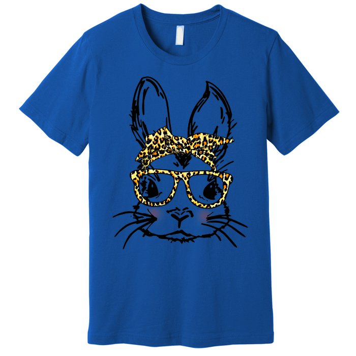 Funny Bunny Wearing Glasses Leopard Happy Easter Day Gift Premium T-Shirt