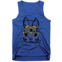 Funny Bunny Wearing Glasses Leopard Happy Easter Day Gift Tank Top