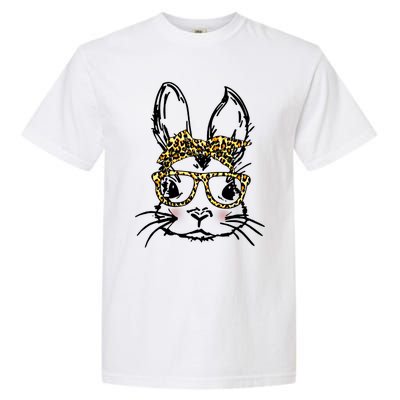 Funny Bunny Wearing Glasses Leopard Happy Easter Day Gift Garment-Dyed Heavyweight T-Shirt