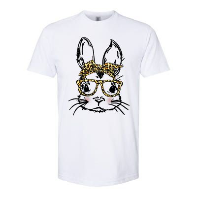 Funny Bunny Wearing Glasses Leopard Happy Easter Day Gift Softstyle CVC T-Shirt