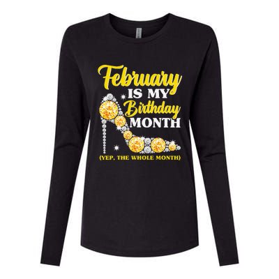 February Birthday Wo Yep The Whole Month Bling Womens Cotton Relaxed Long Sleeve T-Shirt