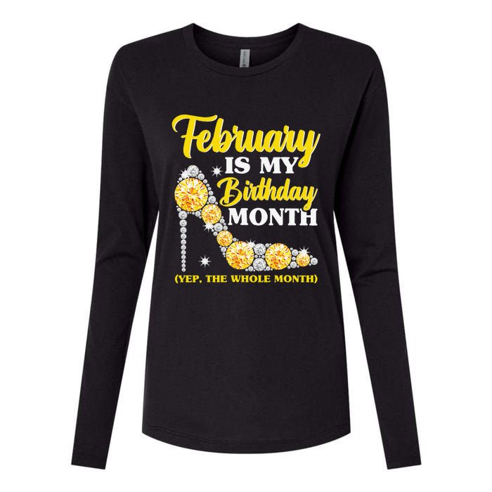 February Birthday Wo Yep The Whole Month Bling Womens Cotton Relaxed Long Sleeve T-Shirt