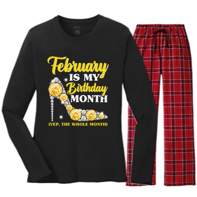 February Birthday Wo Yep The Whole Month Bling Women's Long Sleeve Flannel Pajama Set 