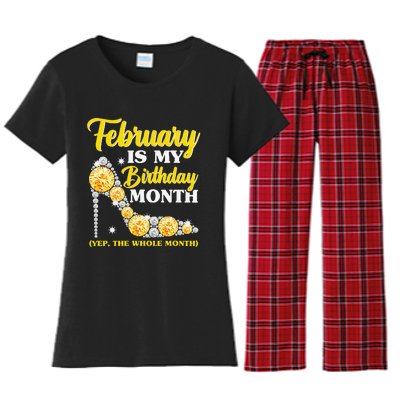 February Birthday Wo Yep The Whole Month Bling Women's Flannel Pajama Set