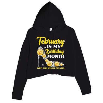 February Birthday Wo Yep The Whole Month Bling Crop Fleece Hoodie