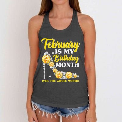 February Birthday Wo Yep The Whole Month Bling Women's Knotted Racerback Tank