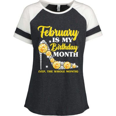 February Birthday Wo Yep The Whole Month Bling Enza Ladies Jersey Colorblock Tee