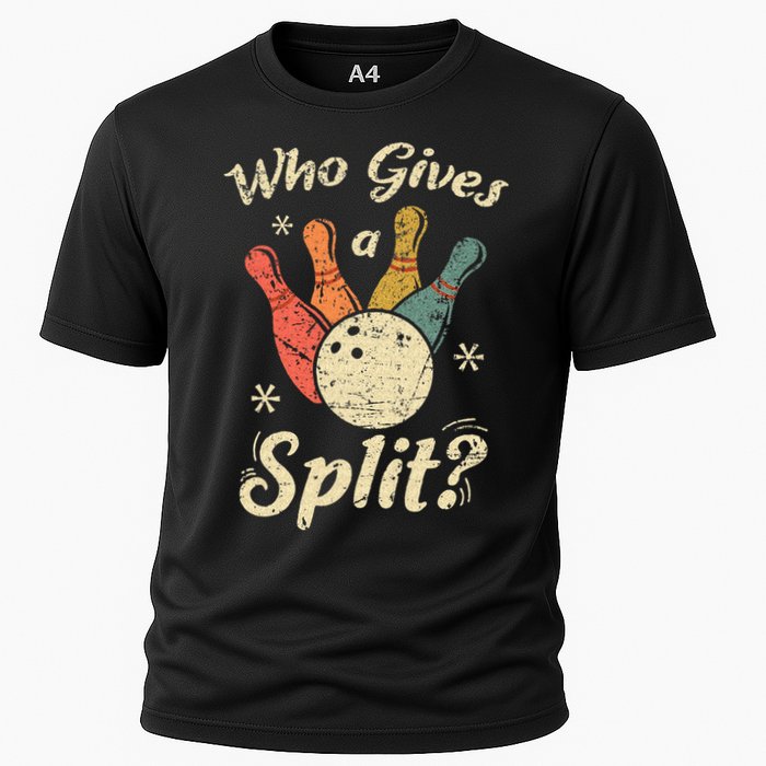 Funny Bowling Who Gives A Split Bowler Bowling Team Gift Cooling Performance Crew T-Shirt