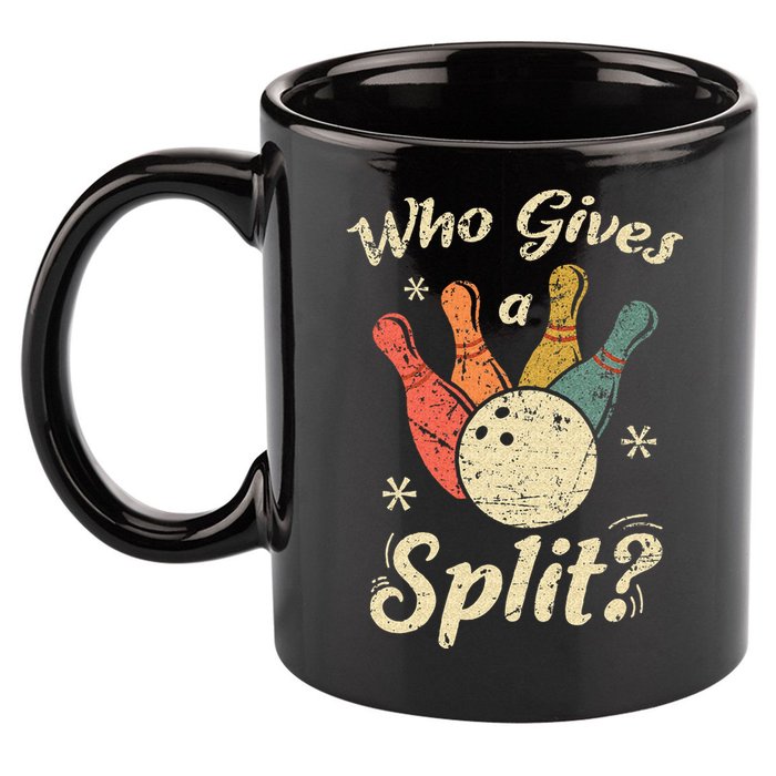 Funny Bowling Who Gives A Split Bowler Bowling Team Gift 11oz C Handle Ceramic Mug