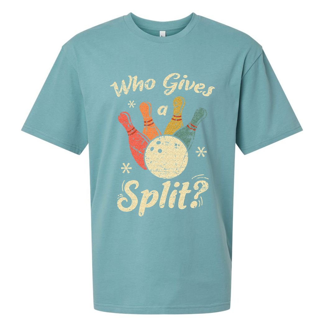 Funny Bowling Who Gives A Split Bowler Bowling Team Gift Sueded Cloud Jersey T-Shirt