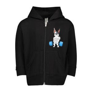 French Bulldog Weightlifting Toddler Zip Fleece Hoodie