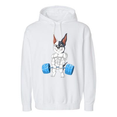 French Bulldog Weightlifting Garment-Dyed Fleece Hoodie