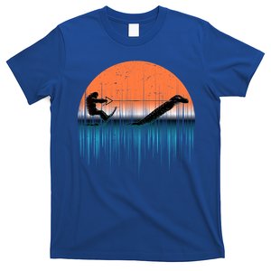 Funny Bigfoot Water Skiing With Loch Ness Monster Bigfoot Gift T-Shirt