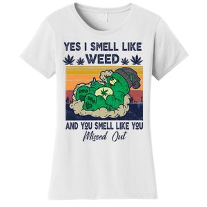 Funny Bear Weed Marijuana 420 Smoker Yes I Smell Like Weed Women's T-Shirt