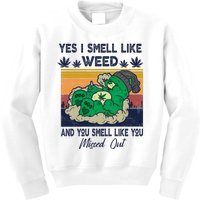 Funny Bear Weed Marijuana 420 Smoker Yes I Smell Like Weed Kids Sweatshirt