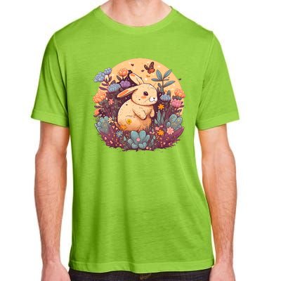 Funny Bunny With Flowers Adult ChromaSoft Performance T-Shirt