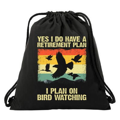 Funny Bird Watching Design Birding Retirement Drawstring Bag