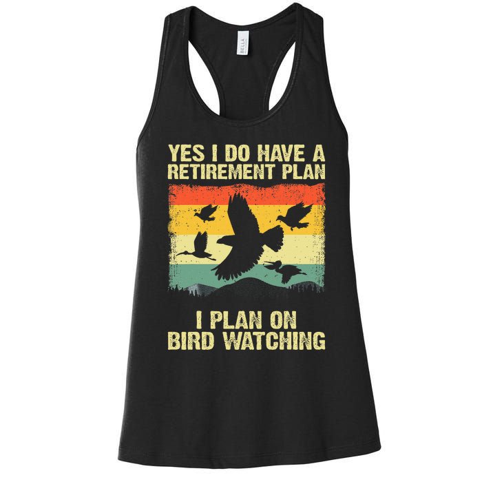 Funny Bird Watching Design Birding Retirement Women's Racerback Tank