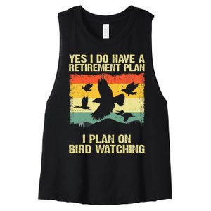 Funny Bird Watching Design Birding Retirement Women's Racerback Cropped Tank