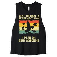 Funny Bird Watching Design Birding Retirement Women's Racerback Cropped Tank