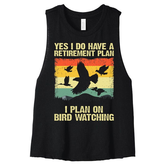 Funny Bird Watching Design Birding Retirement Women's Racerback Cropped Tank