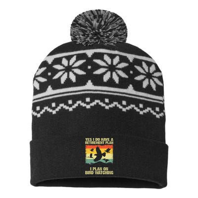 Funny Bird Watching Design Birding Retirement USA-Made Snowflake Beanie