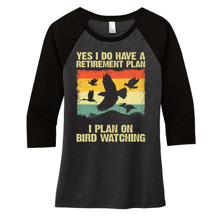 Funny Bird Watching Design Birding Retirement Women's Tri-Blend 3/4-Sleeve Raglan Shirt