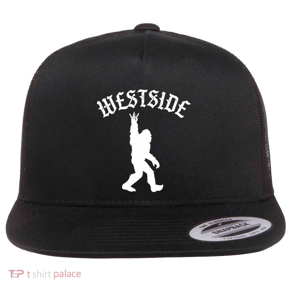 Funny Bigfoot Westside Hand Sign For California West Coast Flatbill Hat