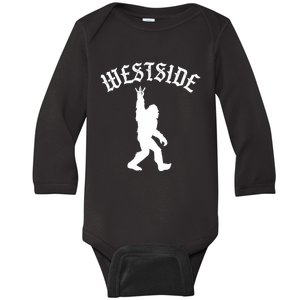 Funny Bigfoot Westside Hand Sign For California West Coast Baby Long Sleeve Bodysuit