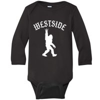 Funny Bigfoot Westside Hand Sign For California West Coast Baby Long Sleeve Bodysuit