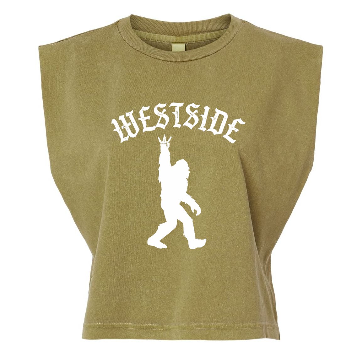 Funny Bigfoot Westside Hand Sign For California West Coast Garment-Dyed Women's Muscle Tee