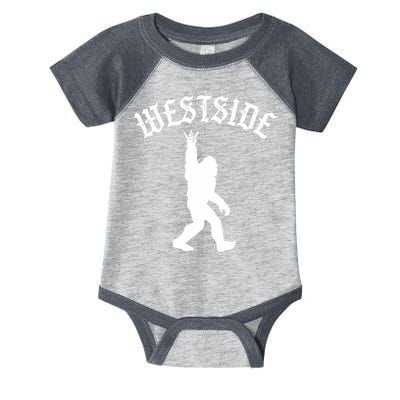 Funny Bigfoot Westside Hand Sign For California West Coast Infant Baby Jersey Bodysuit