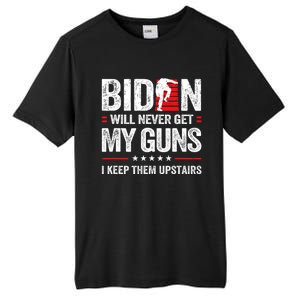 Funny Biden Will Never Get My Guns I Keep Them Upstairs Tall Fusion ChromaSoft Performance T-Shirt