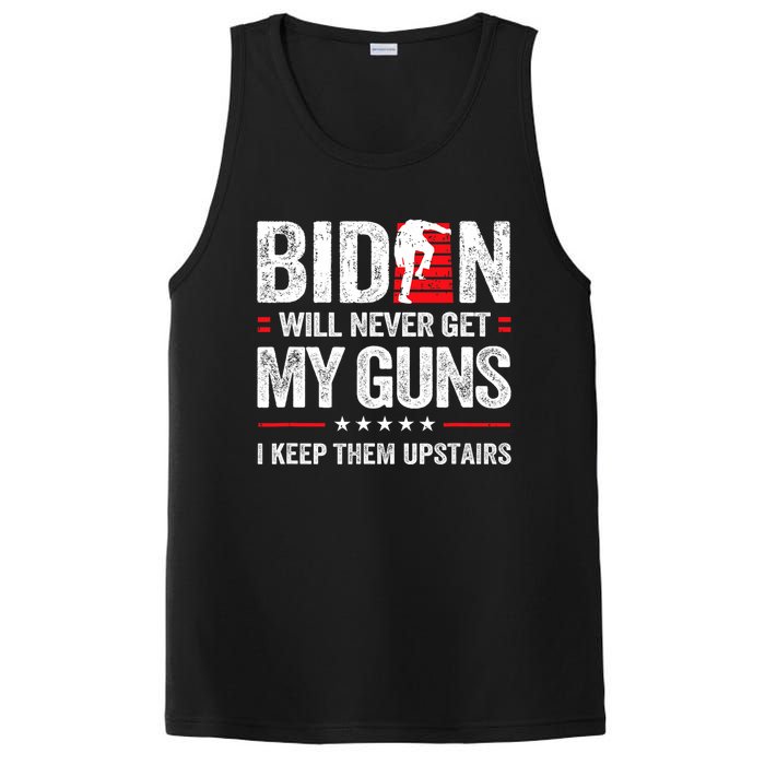 Funny Biden Will Never Get My Guns I Keep Them Upstairs PosiCharge Competitor Tank