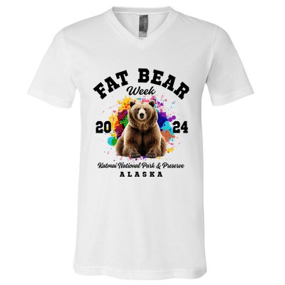 Fat Bear Week 2024 Katmai National Park And Preserve Alaska V-Neck T-Shirt