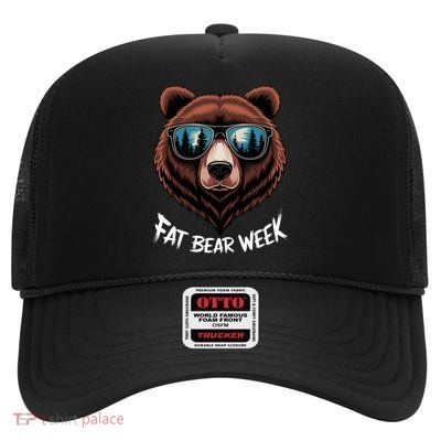 Fat Bear Week Retro Bear Sunglasses Nature Lovers High Crown Mesh Back Trucker Hat