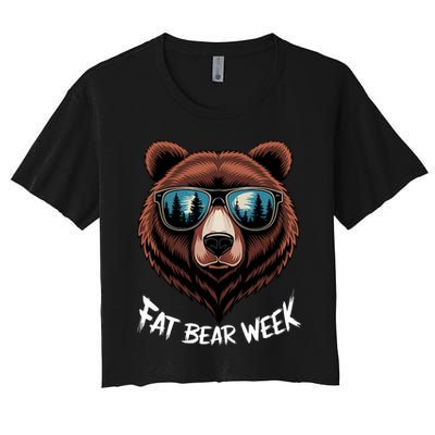 Fat Bear Week Retro Bear Sunglasses Nature Lovers Women's Crop Top Tee