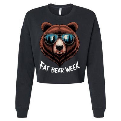 Fat Bear Week Retro Bear Sunglasses Nature Lovers Cropped Pullover Crew