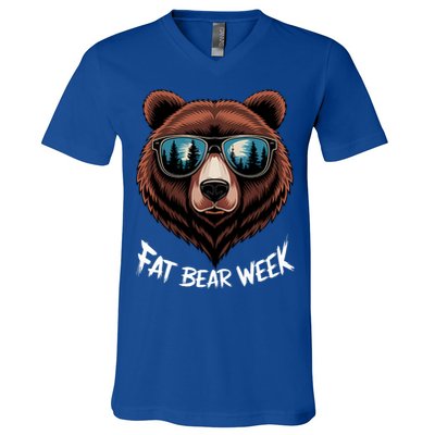 Fat Bear Week Retro Bear Sunglasses Nature Lovers V-Neck T-Shirt
