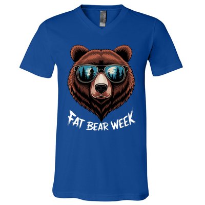 Fat Bear Week Retro Bear Sunglasses Nature Lovers V-Neck T-Shirt