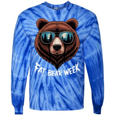 Fat Bear Week Retro Bear Sunglasses Nature Lovers Tie-Dye Long Sleeve Shirt